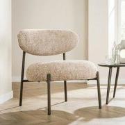 Ronde Scandinavische fauteuil beige gemêleerde stof Nova
