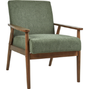 ESRUM - Fauteuil - Groen - Stof/Donker hout