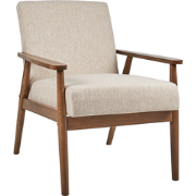 ESRUM - Fauteuil - Beige - Stof/Donker hout