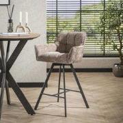 Set van 2 Barkrukken Lino Chenille Stof Rich Champagne Draaibaar