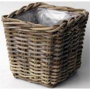 Bloembak Bak Rotan Antique Grey 33X33H30 cm