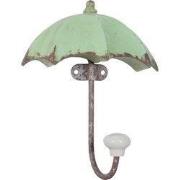 Clayre & Eef Wandhaak 12x5x15 cm Groen IJzer Paraplu