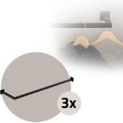 Set van 3 kledingstangen kapstok wandmontage 30 x 110 cm zwart staal M...