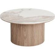 Salontafel Rond - Keramisch Wit/Bruin - Ø80x40cm - Athens