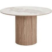 Eettafel Rond - Keramisch Wit/Bruin - Ø120x76cm - Athens