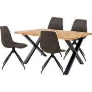 Eetkamerset Toulon Naturel/Grijs - Incl. Monaco Set Van 4