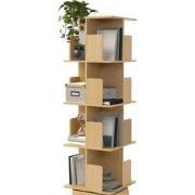 360° draaibare boekenkast met 4 niveaus & 16 vakken, beige, 40x124,5x4...