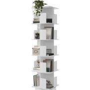 360° draaibare boekenplank met 5 niveaus & 20 vakken, wit, 40x155x40 c...