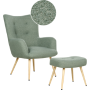 VEJLE II - Fauteuil met hocker - Lichtgroen - Bouclé