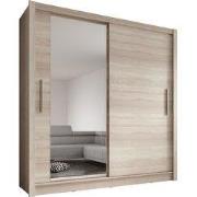 Meubella - Kledingkast Bazarre - Eiken - 205 cm - Met spiegel