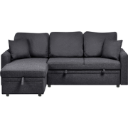 NASSJO - Hoekslaapbank - Zwart - Linkszijdig - Polyester/Linnen