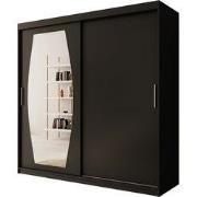Meubella - Kledingkast Azai - Zwart - 200 cm - Met spiegel