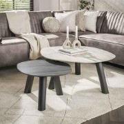 Moderne Faro Salontafel set van 2 Keramik Travertin 100x87 cm