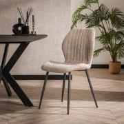 Eetkamerstoel Luna Bouclé Zand - Zonder Armleuningen