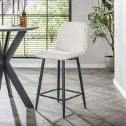 Moderne Barkruk Lento Rib Rock Stof Ivoor Ribstructuur