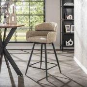 Barkrukken Sienna Bouclé Zand Ronde Rug Draaibaar