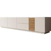 Meubella - Lavar - TV-meubel - Wit/Eiken - 239x41x50 cm