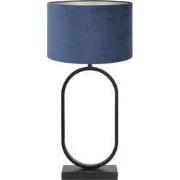 Tafellamp Jamiri/Velours - Zwart/Petrol - Ø30x67cm