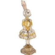 Clayre & Eef Decoratie Beeld Konijn Ø 13x36 cm Beige Kunststof