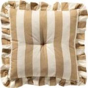 BELLA - stoelkussen 40x40 cm - gestreept - ruches - Irish Cream - beig...