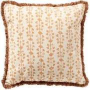 FRANCINE - sierkussen 45x45 cm - 100% katoen - bladmotief en franjes -...