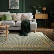 Laagpolig Geweven Jute Vloerkleed - Rand - Kader - Groen - 120x170 cm