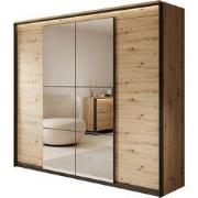 Meubella - Kledingkast Quarry - Eiken - 250 cm - Met spiegel