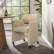 Set van 2 Eetkamerstoelen Capri Jaroq zand Stof op wieltjes