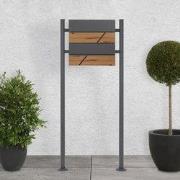 Staande brievenbus met krantenvak 37x36,5x11 cm antraciet/houtlook gem...