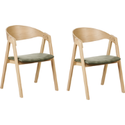 YUBA - Eetkamerstoel set van 2 - Lichtbruin/Donkergroen - Fluweel