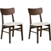 ANOKA - Eetkamerstoel set van 2 - Lichtbeige/Donkerbruin - Rubberhout