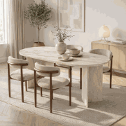 Sablin Eettafel Melamine Travertine 180x89,5x75 cm