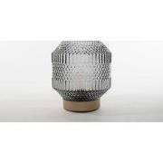 Lantern Glass 16X17Cm Grey With Golden Base Led Bulb 2X