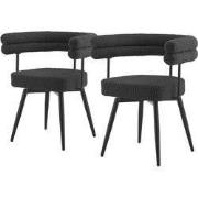 Set van 2 eetkamerstoelen 360° draaibaar in donkergrijze teddy stof me...