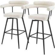 Set van 2 barkrukken 360° draaibaar Beige 61x103x55 cm met armleuning,...