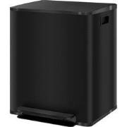 Pedaalemmer met 2x25L compartimenten - Soft-Close deksel - Zwart