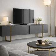 TV Meubel Luxe Antraciet Goud Melamine 180x50x30 cm