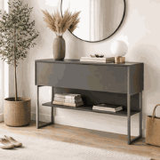 Modern Dressoir Antraciet Luxe 120x80x30 - Zilver Frame - Eén Vak