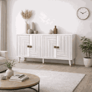 Modern Dressoir Wit-Goud 120 cm Melamine Ahart