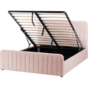LUNAN - Bed met opbergruimte - Pastelroze - 140 x 200 cm - Polyester
