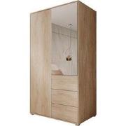 Meubella - Gideon - Kledingkast met spiegel - Eiken - 100x59x178 cm