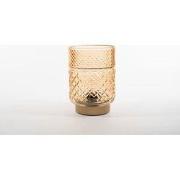 Lantern Glass 12X17,5Cm Amber With Golden Base Led Bulb