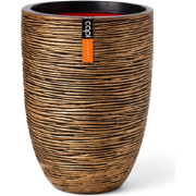 Vaas elegant laag rib d36xh47 cm zwart goud