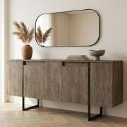 Modern Dressoir Walnoot Luxe 160x80x35 - Zwart Frame