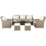 FONTI - Loungeset voor 5 - Wit - PE rotan