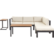 MESSINA - Loungeset voor 5 - Zwart/Beige - Aluminium
