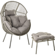 MURANO - Tuinstoel met voetenbank - Grijs - PE rotan