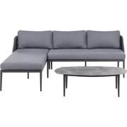 LEFFE - Loungeset - Grijs - Rechtszijdig - Stof/Aluminium