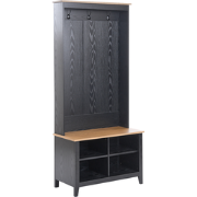 DURACK - Schoenenrek met kapstok - Zwart/Lichtbruin - MDF