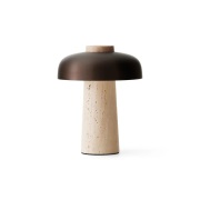Audo Copenhagen - Reverse Portable Taffellamp Zand Travertine/Bronzed ...